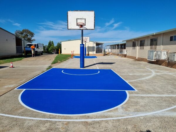 Primary School Basketball Courts in Sydney resurfaced with ACRYLMERIC SportsCote PFR in Sports Blue colour