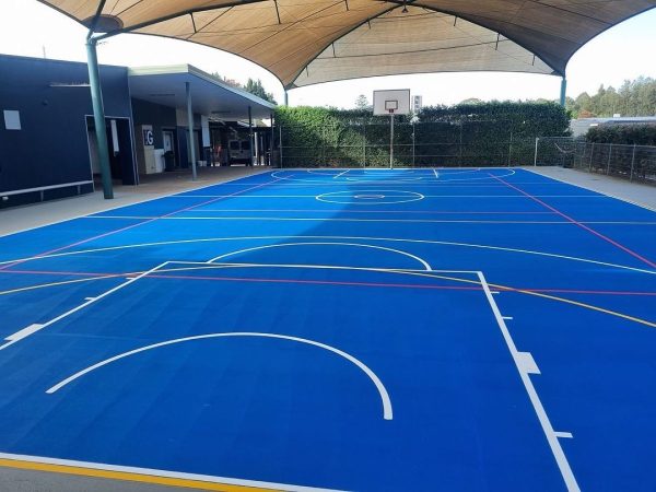 Christian College Toongabbie Sydney sports court surfaced in SPORTSCOTE Sports Blue by Active Line Marking - October 2023